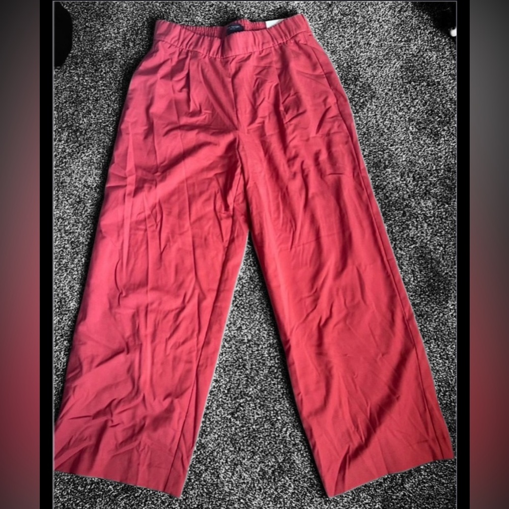 Ann Taylor Petite Palazzo High Rise Wide Leg Pant Size MP NWT. Rustic Red
